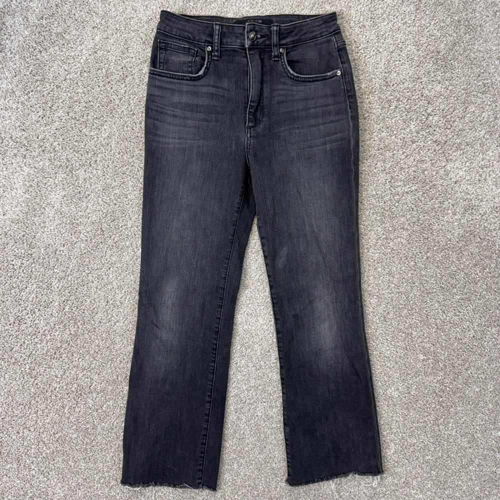 Joe's Jeans Jeans Womens 26 High Rise Slim Flare Black Raw Hem EUC